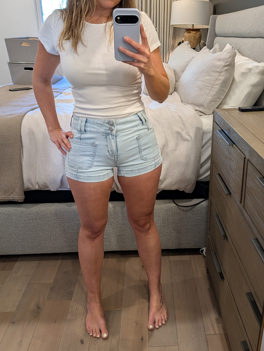 American Eagle Next Level Stretch High Rise Shortie Denim Shorts Size 0